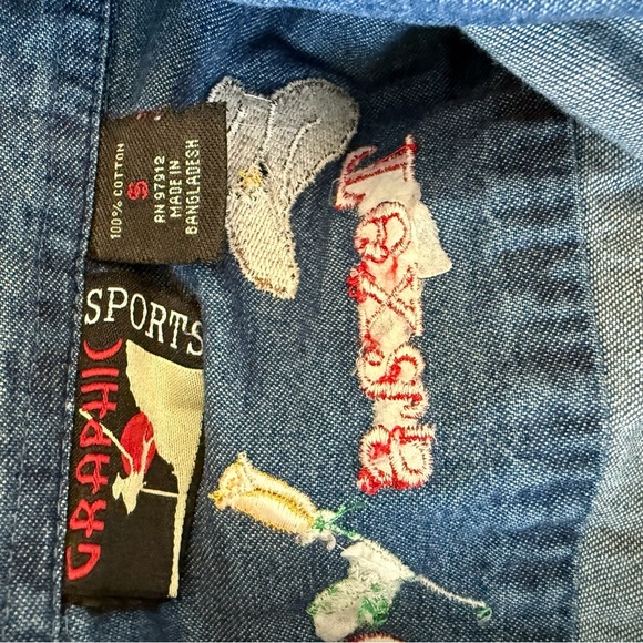 Lone Star State Texas Gal Denim Button Front Shirt Size Small Embroidered - Picture 6 of 6